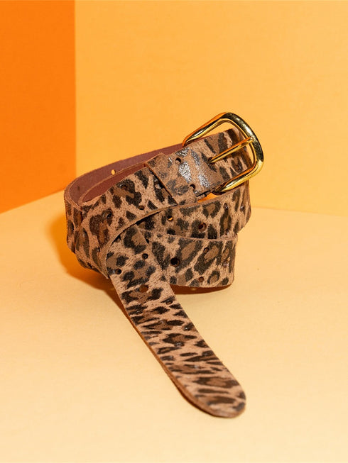 Gürtel Leder Lang Leopard